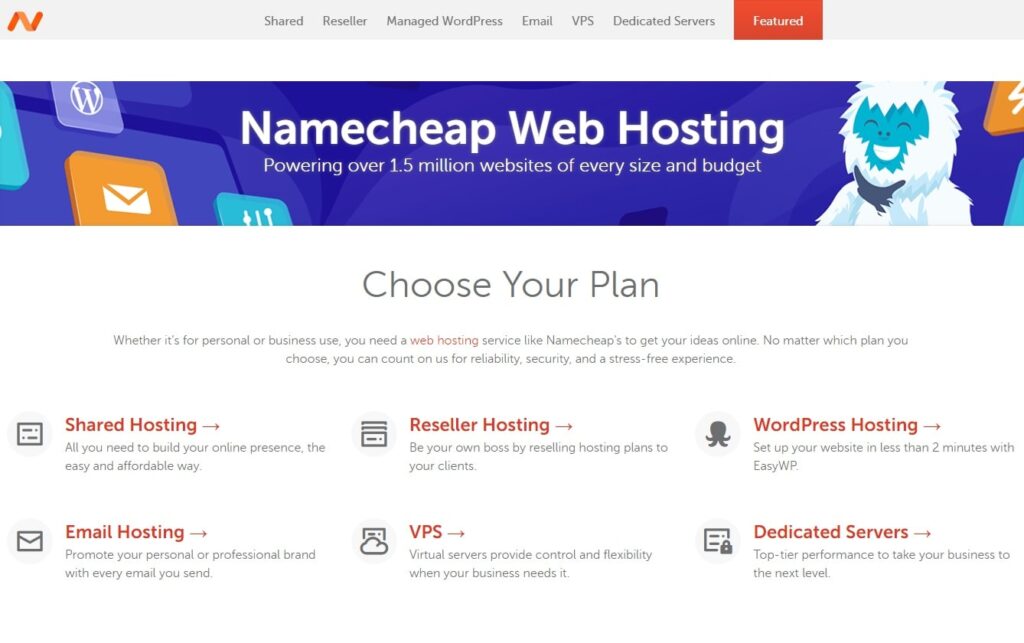 namecheap-best web hosting sites